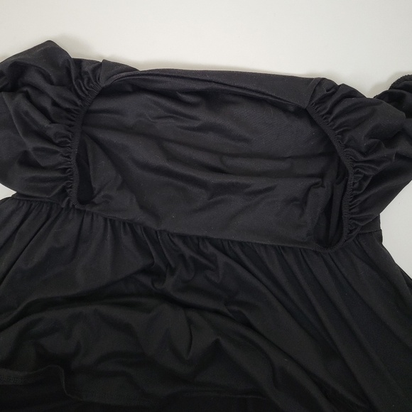 Black Mini Puff Sleeve Dress Milkmaid Peasant Size XL - Picture 9 of 9